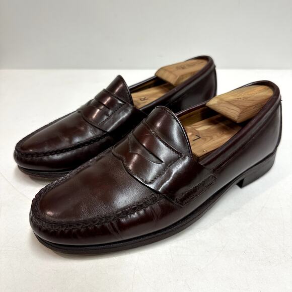 GOOD VTG Brooks Brothers Penny Loafers Burgundy Made in USA 8 - Picture 1 of 12